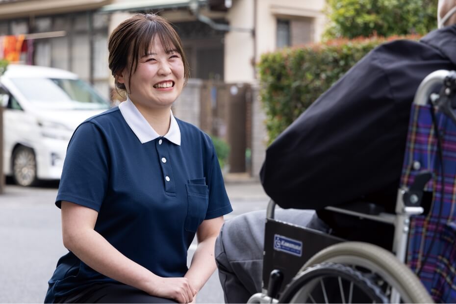 ここでの訪問介護の仕事では<br />
苦労も苦労に感じない